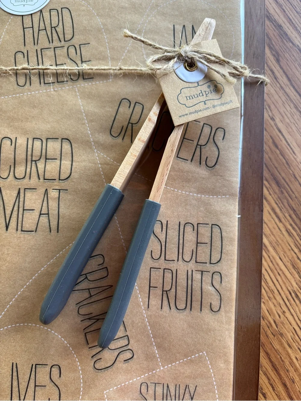 Wood Paddle Charcuterie Serving Board with Tongs & 12 pk. cheese Paper